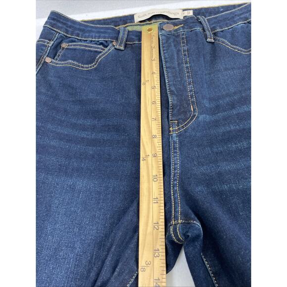 Soft Surroundings Jeans Womens Size 12 Dark Wash Denim Raw Hem‎ Straight Stretch - Picture 9 of 12
